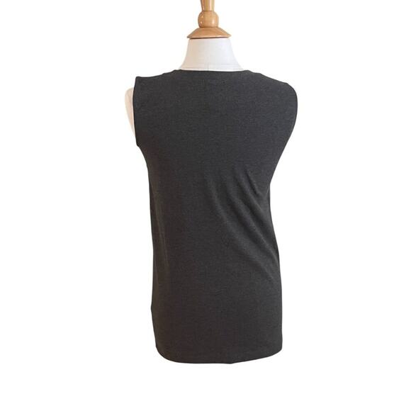 Norma Kamali Charcoal Gray Sleeveless Crew Neck Tunic/Top Kangaroo Pockets, S - Picture 4 of 12